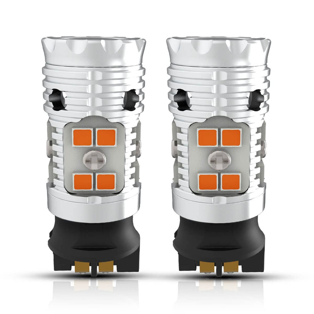 LASFIT PWY24W turn signal bulbs emit bright amber glow for clear signaling