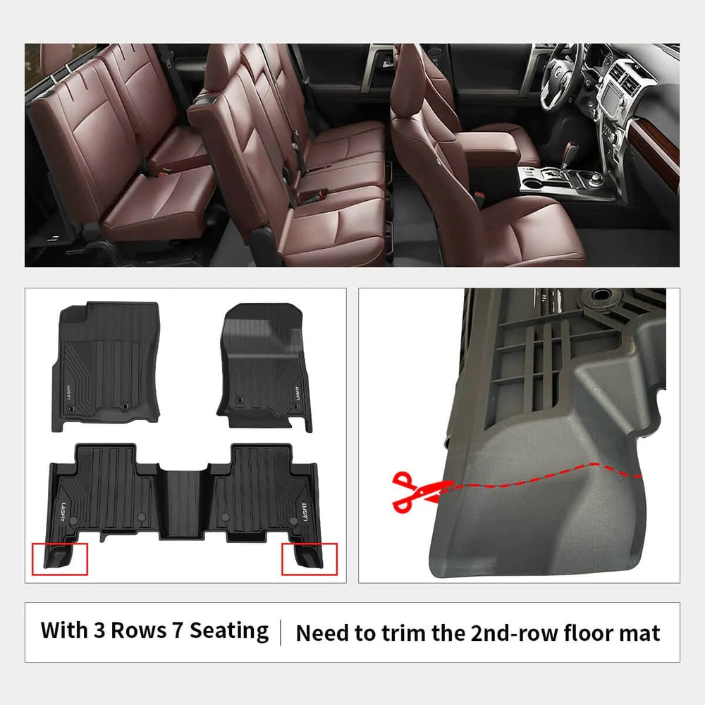 LASFIT Toyota 4Runner 2013-2024 2nd-row mats shield rear passengers from mud and debris.