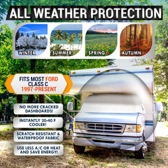 LATCH.IT all-season windshield cover defends against heat, wind, rain, and hail.