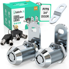 Latch.it 1-1/8 cam lock 2-pack front view showing sturdy metal construction for RV storage.