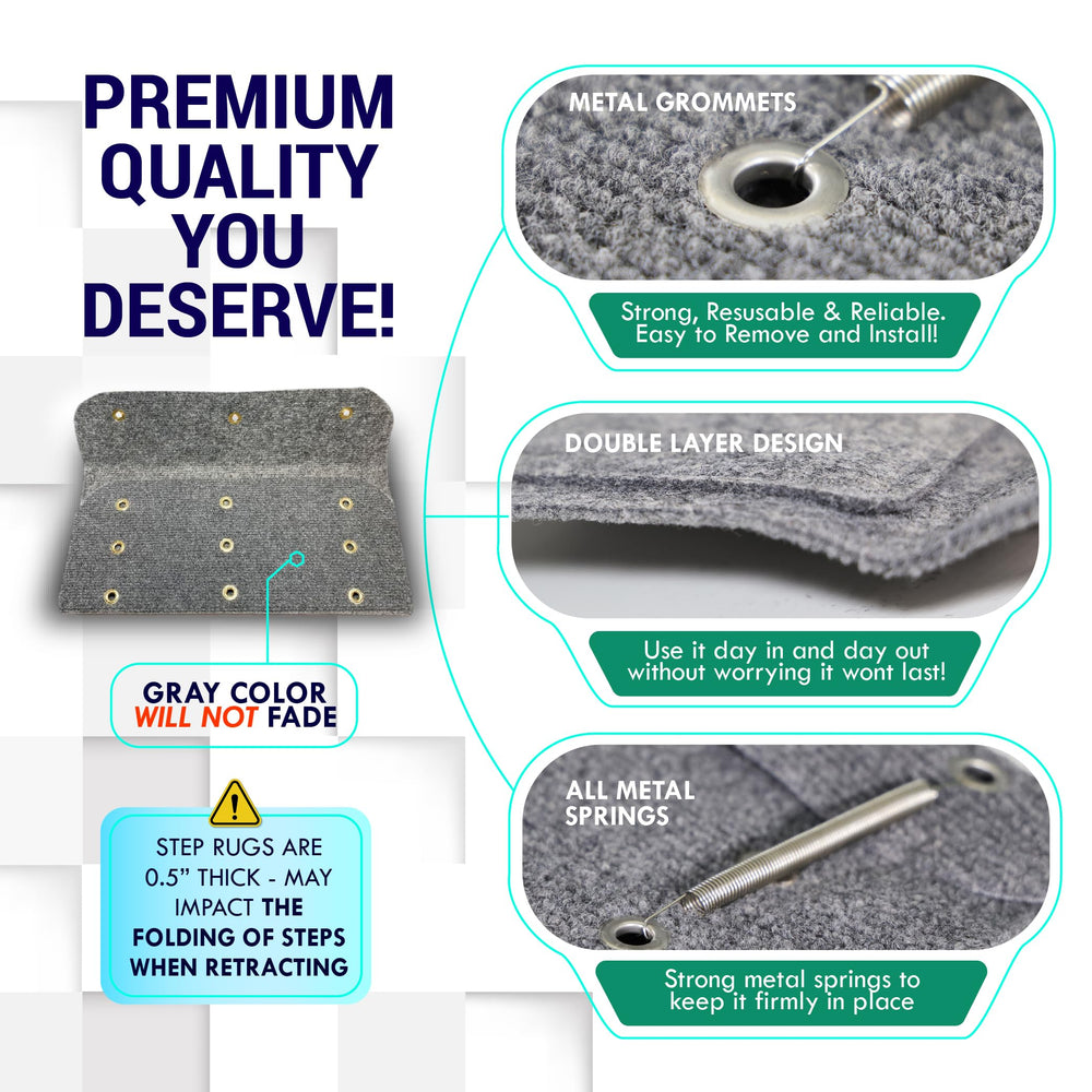 LATCH.IT step covers featuring all-metal grommets and springs for durability.