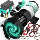 LATCH.IT RV Macerator Pump front view shows compact design for convenient on-site dumping.
