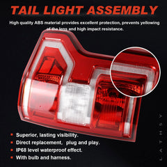 Lathsy tail light close-up highlighting sealing and lens clarity.
