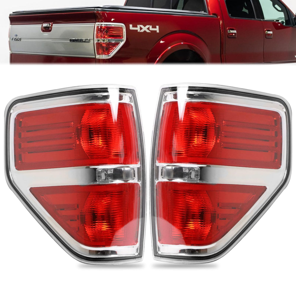 Lathsy Ford F-150 tail light left side, front view, red lens with weather seal.