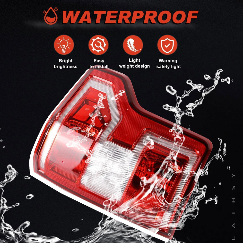 Lathsy tail light with bulb included for easy replacement.
