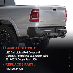 Lathsy Ram 1500 tail light with red cover provides bright rear signaling