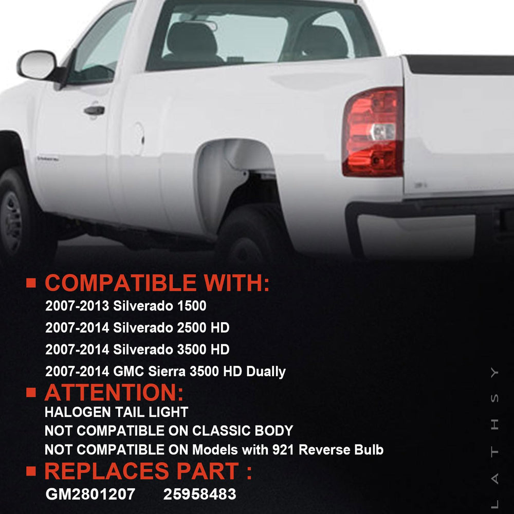 Lathsy tail light assembly for Chevy Silverado left rear improves signaling at night