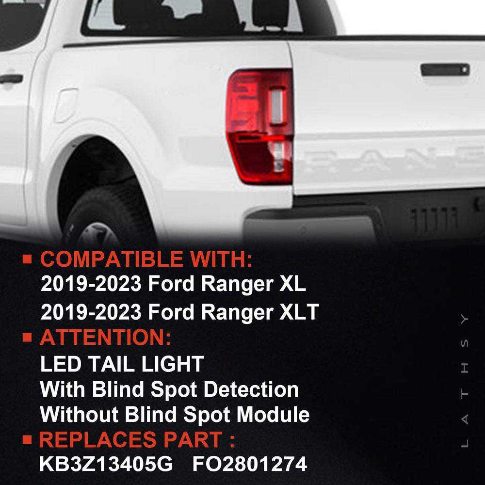Lathsy tail light install-ready on Ranger left, plug-and-play design saves time.