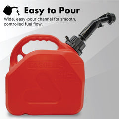 LAUCO portable fuel tank handle offers a comfortable, controlled pour.