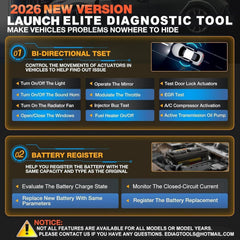 LAUNCH Creader Elite OBD2 functions across multiple brands