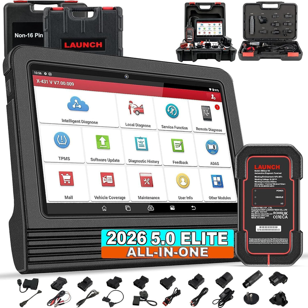 LAUNCH X431 PRO V5.0 front view, compact tool for professional workshops.