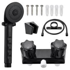 LavishStream RV shower faucet with black finish and handheld option for flexible rinsing.