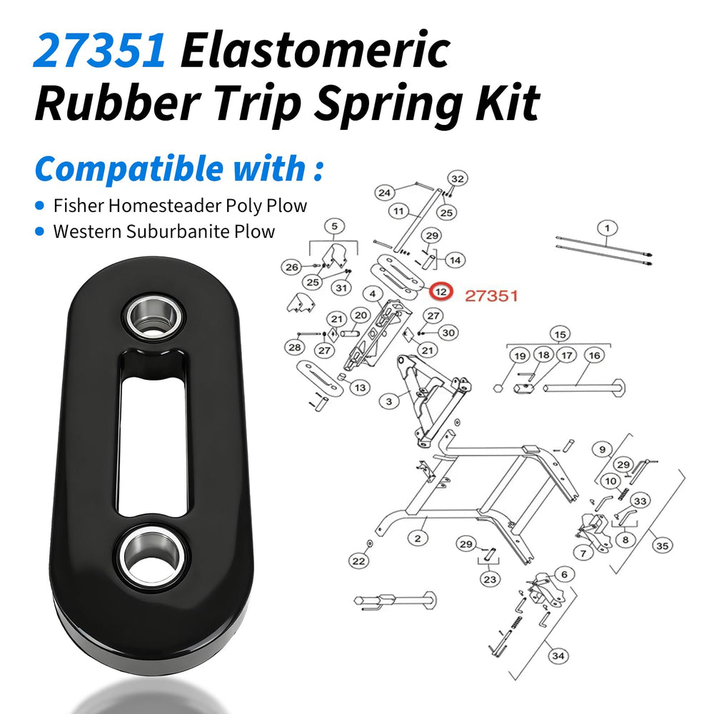 Lazenta 27351 elastomeric trip spring kit compatibility with Fisher Homesteader and Western Suburbanite plows.