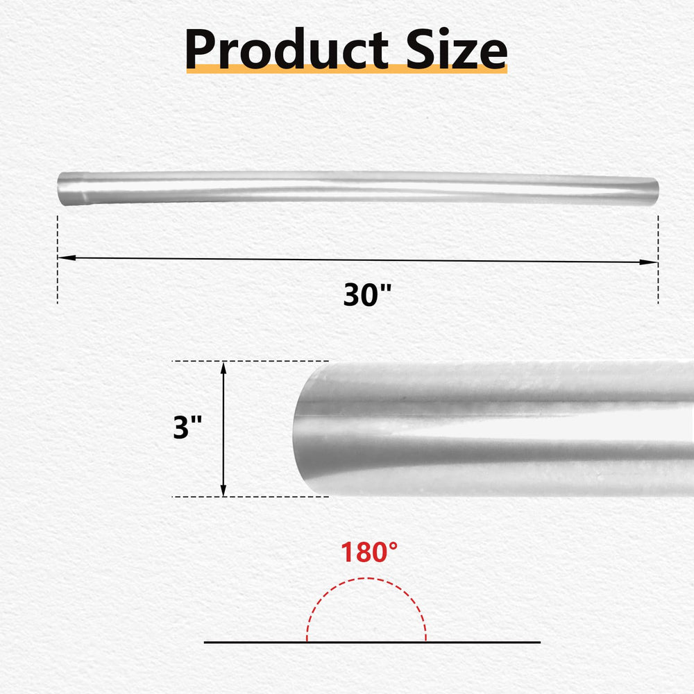 LCGP 3-inch exhaust pipe side view, durable construction for reliable installation