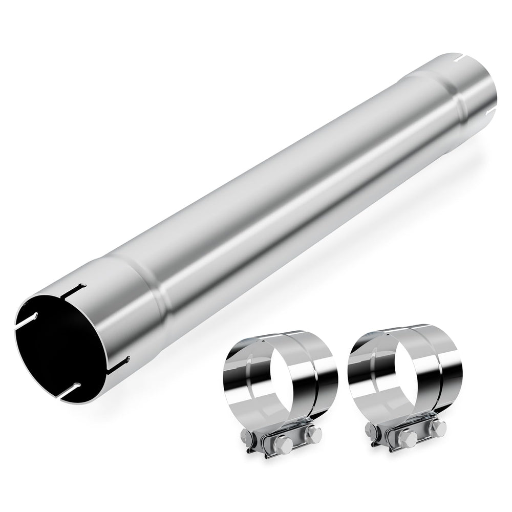LCGP 4inch straight exhaust pipe front view in rust-resistant stainless steel
