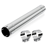 LCGP 4inch straight exhaust pipe front view in rust-resistant stainless steel