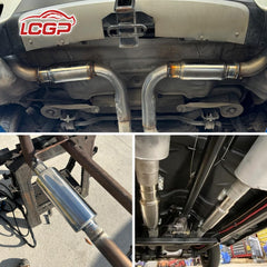 LCGP exhaust muffler installation view suggests easy integration with welding or clamps.
