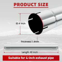 LCGP stainless steel exhaust pipe 4in in-out, corrosion resistant for long-lasting use.