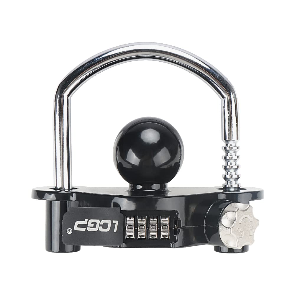 LCGP trailer hitch lock with four digit combination on universal fit design for trailers