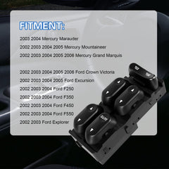 LCWRGS driver-side window switch for Ford Explorer, ensures simple replacement and reliable operation