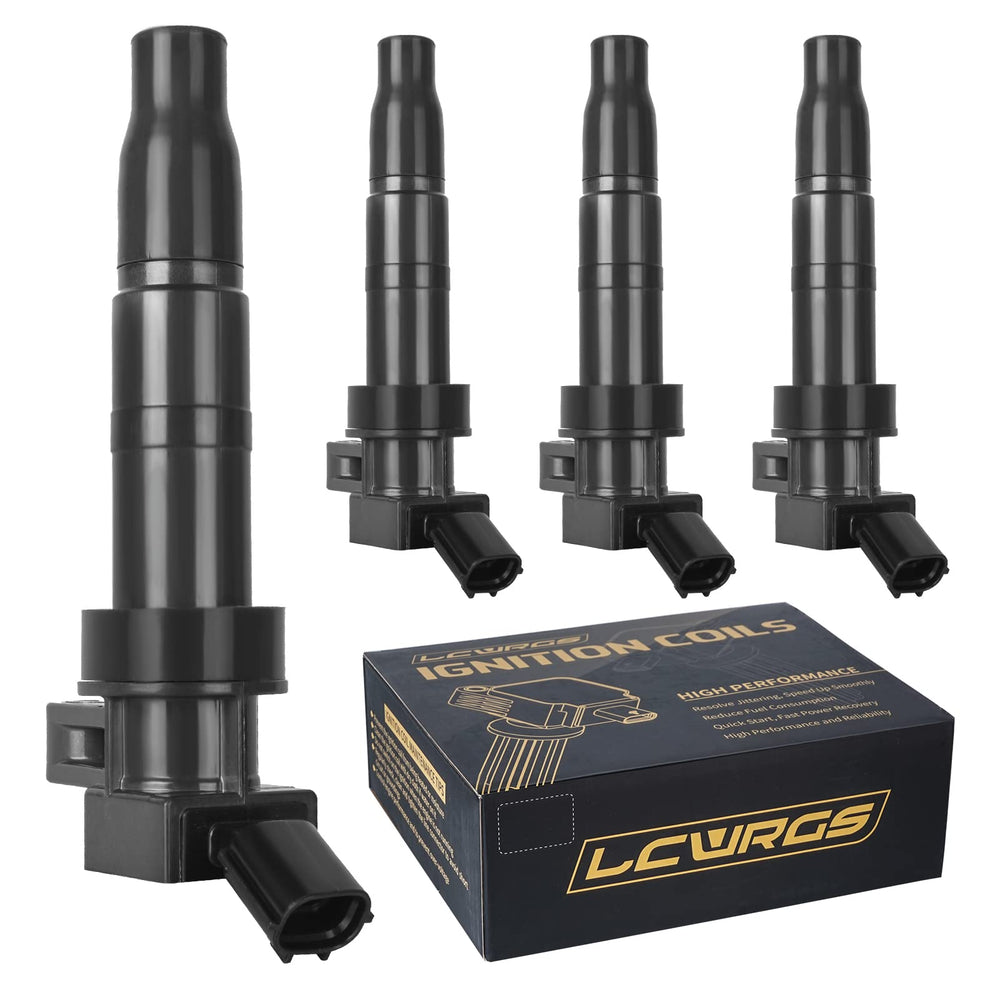 LCWRGS ignition coil pack 4-pack close-up showing coil contacts for reliable ignition.