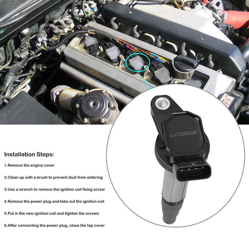 LCWRGS ignition coils in hood area installation-ready visuals.