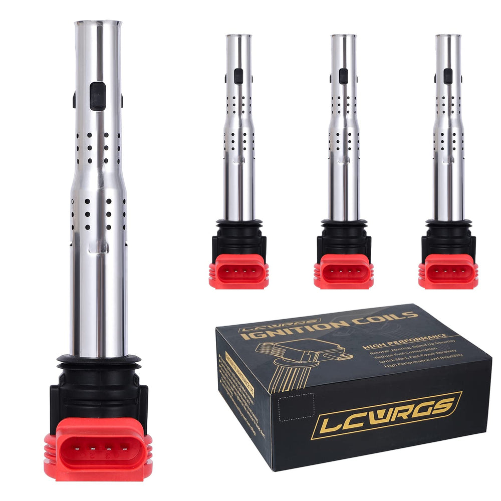 LCWRGS ignition coil set installed on Audi A4 2.0T engine bay for smoother ignition