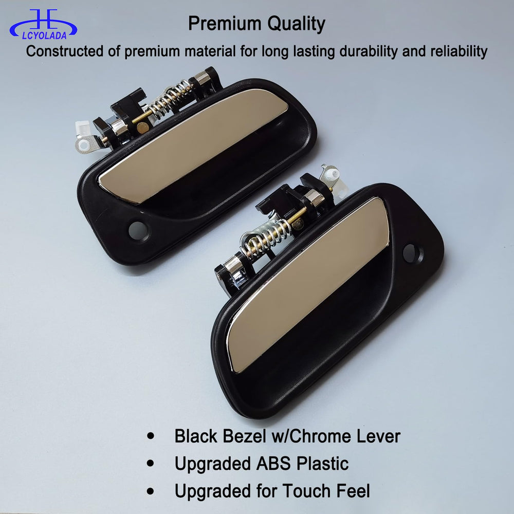 Lcyolada door handle with black bezel and chrome lever, preserves original look.