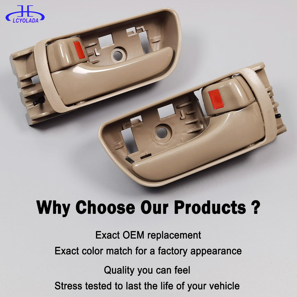 Lcyolada two-piece front left and right door handle kit for complete interior replacement.