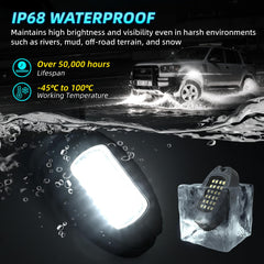 LD DARKEAGLE rock light features IP68 waterproof performance in wet conditions.