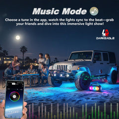LD Darkeagle app and RF remote offer easy color and mode customization.