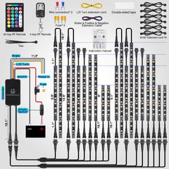 Music-sync mode pulses with the ride's beat for a show-ready effect
