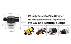 Compatible with Shurflo or WFCO pumps for RV and marine use.