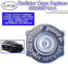 LDCRE radiator cap for Challenger/Charger — close-up view of OEM-style compatibility.