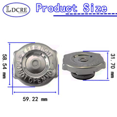 LDCRE radiator cap — premium metal alloy close-up emphasizing corrosion resistance.