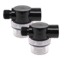 LDCRE twist-on pipe water pump strainer with 80-mesh screen protects RV pumps.