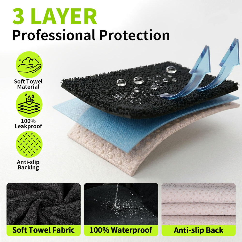 Anti-slip backing keeps towel in place while driving.