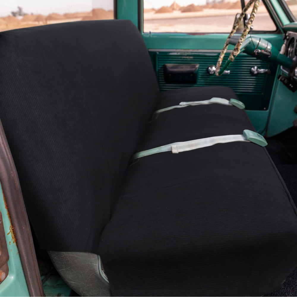 Leader Accessories seat cover with storage pockets keeps essentials within reach.
