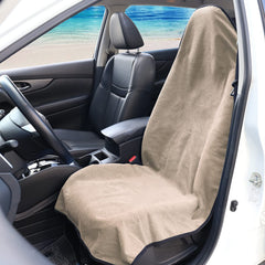 Leader Accessories beige towel waterproof seat cover for rear seats guards pet fur and dirt.