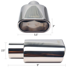 Leadgee exhaust tip with 3x5.5 inch outlet, 9 inch long