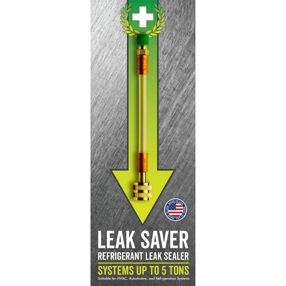 Leak Saver Direct Inject AC Leak Sealer bottle pour demonstrates easy application for quick leaks.