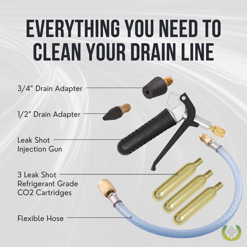 Leak Saver Drain Blaster in action clearing a clogged condensate line