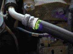 LeakFinder LF500CS violet LED flashlight highlights dye leaks clearly.