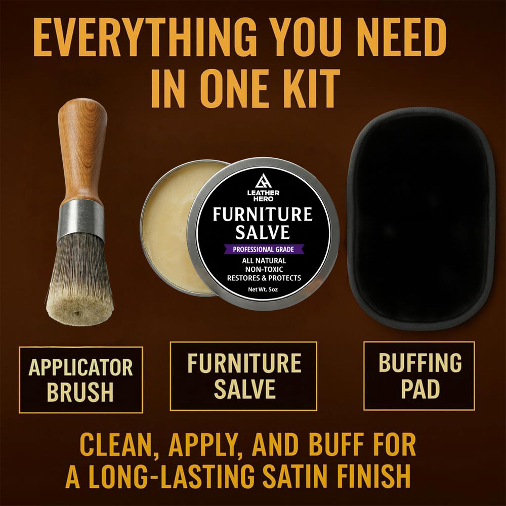 Leather Hero buffing pad used to achieve a smooth finish on wood and leather surfaces.