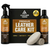Leather Hero cleaner bottle pour lifts dirt from leather surfaces