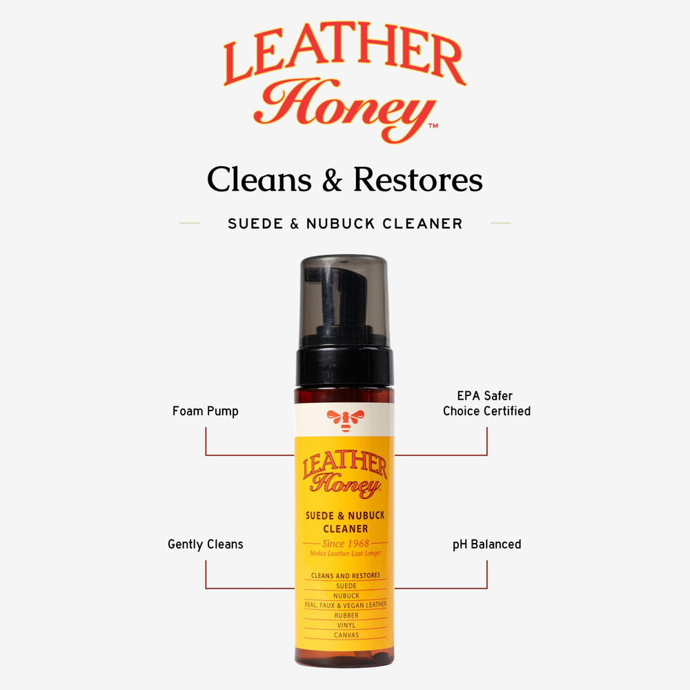 Leather Honey Suede Cleaner made in USA reflects trusted heritage.