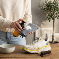 Leather Honey Suede Cleaner used on smooth leather reveals cleaner, refreshed surface.