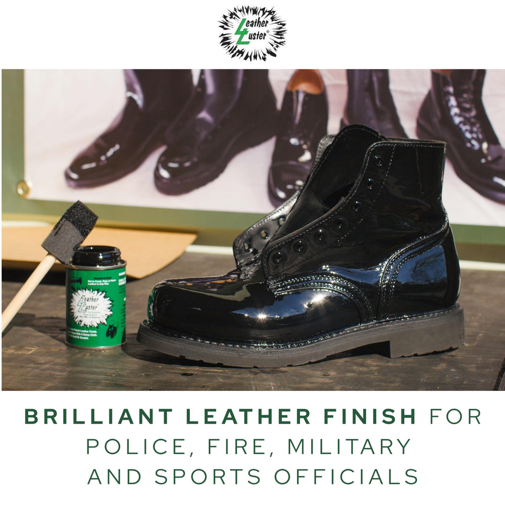Leather Luster shoes before after demonstration of enhanced gloss