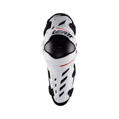 Leatt Dual Axis Knee Guards white, side view, flexible protection for trail riding.