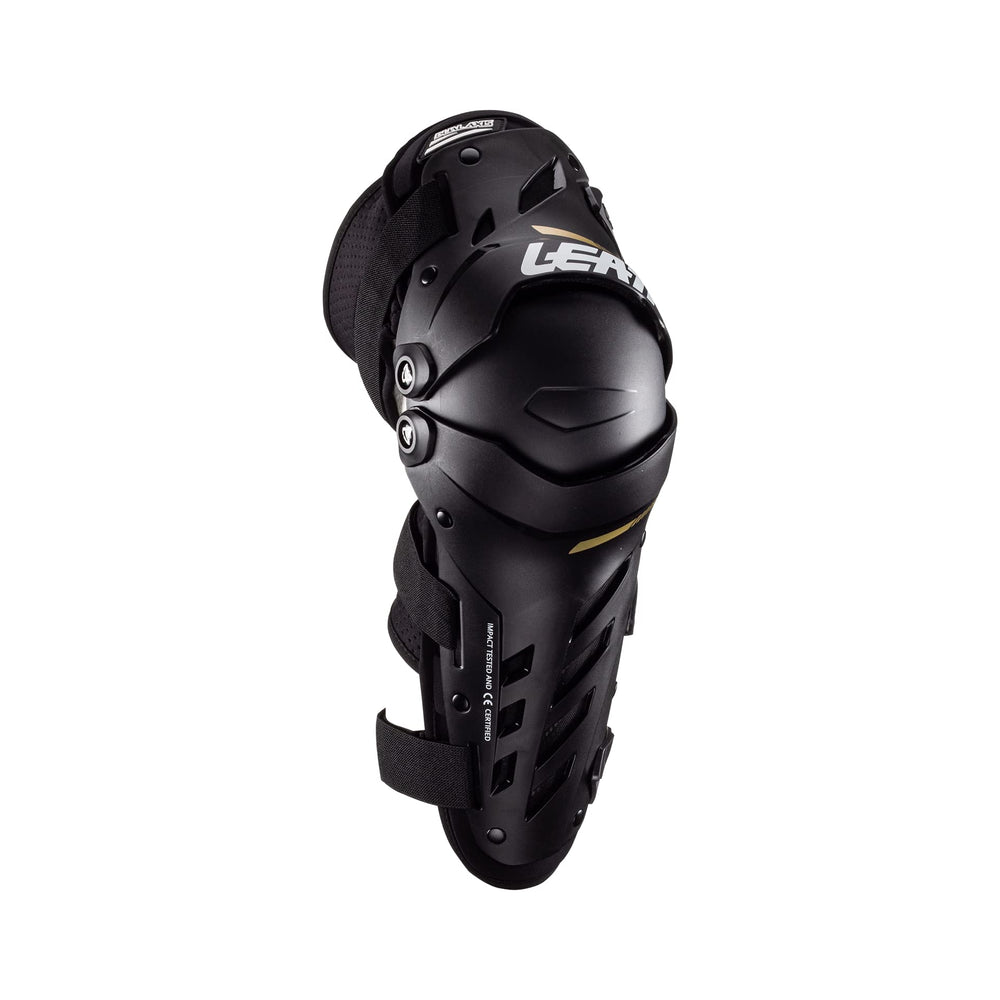 Leatt Dual Axis Knee Guards XX-Large black, side view, illustrating ergonomic contour for mobility.